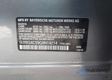 2016 BMW X5 xDrive35D из США, поврежденный, VIN 5UXKS4C59G0N14214